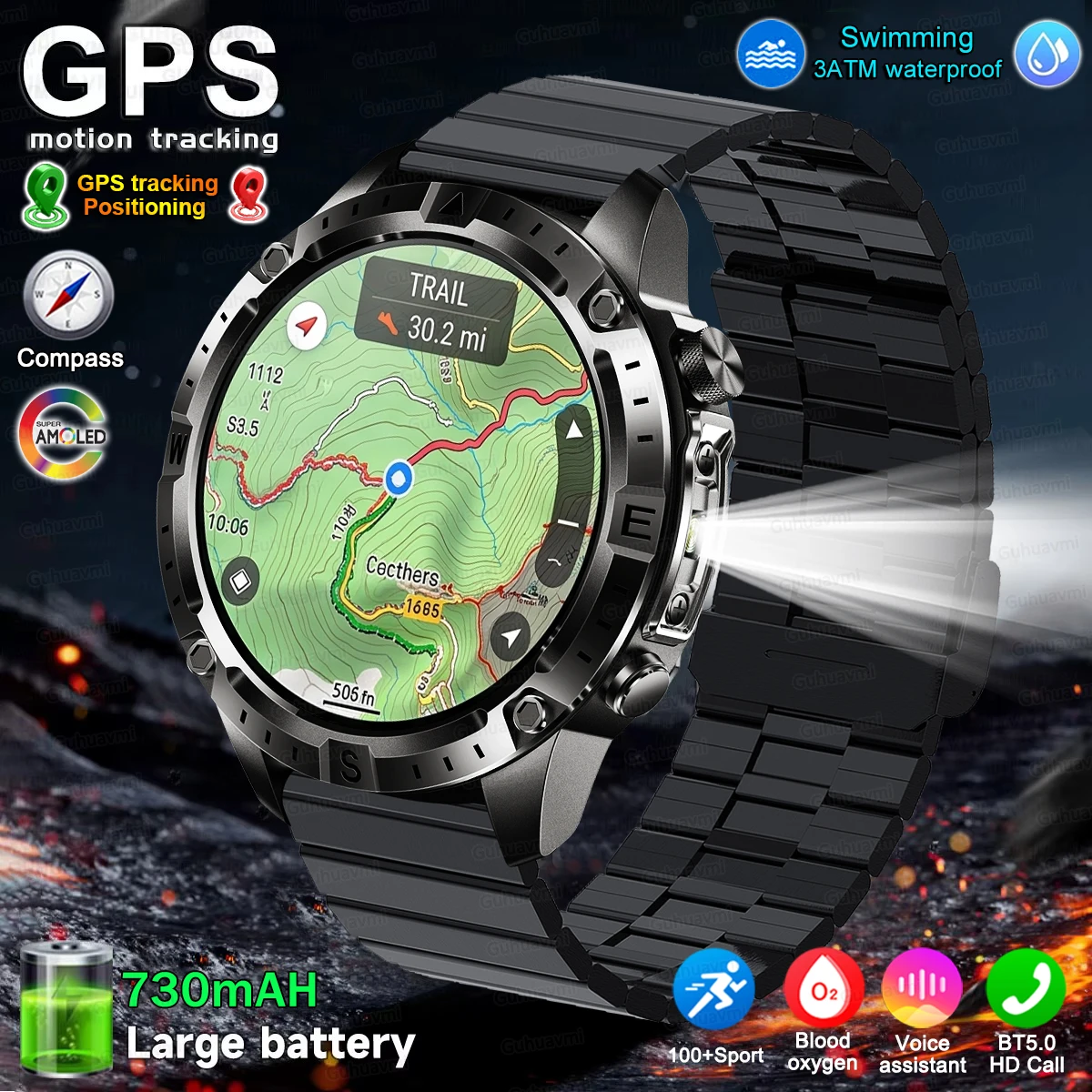 

2026 NEW Outdoors Offline Map GPS Smart Watch L1+L2 Dual Band GPS Compass Cycling Run Swim Heart Rate men sport Smartwatches GPS