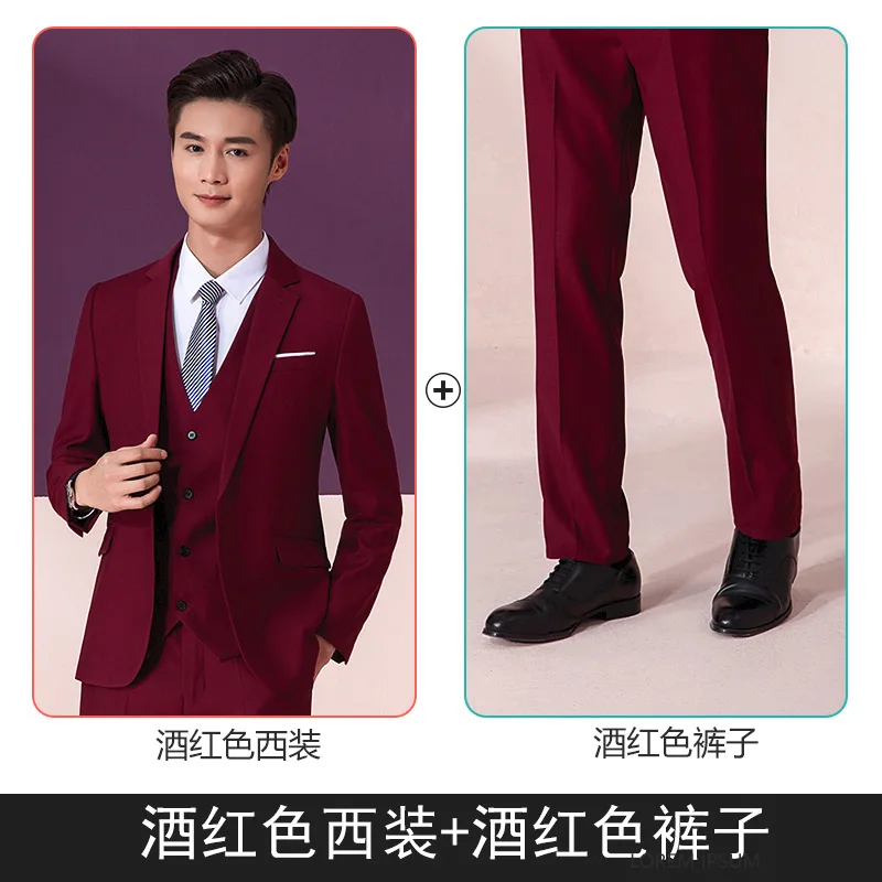 

C168 suit set for men's autumn/winter Korean version slim fit small suit, professional formal attire, groomsman, groom's we