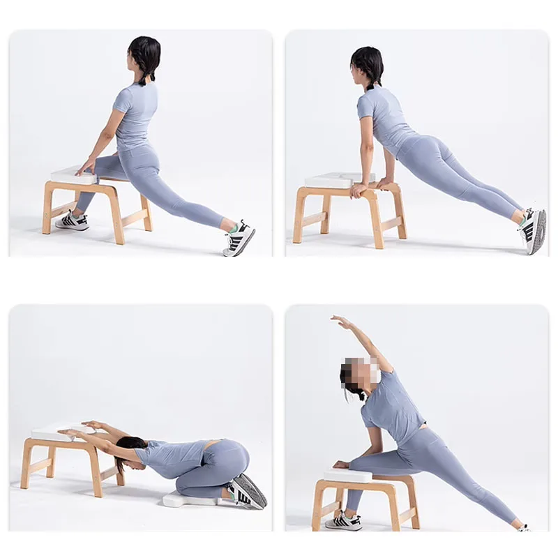 Wood Frame and PU Pads Upside Down Chair for Balance Training Core Strength Yoga Headstand Bench Stool