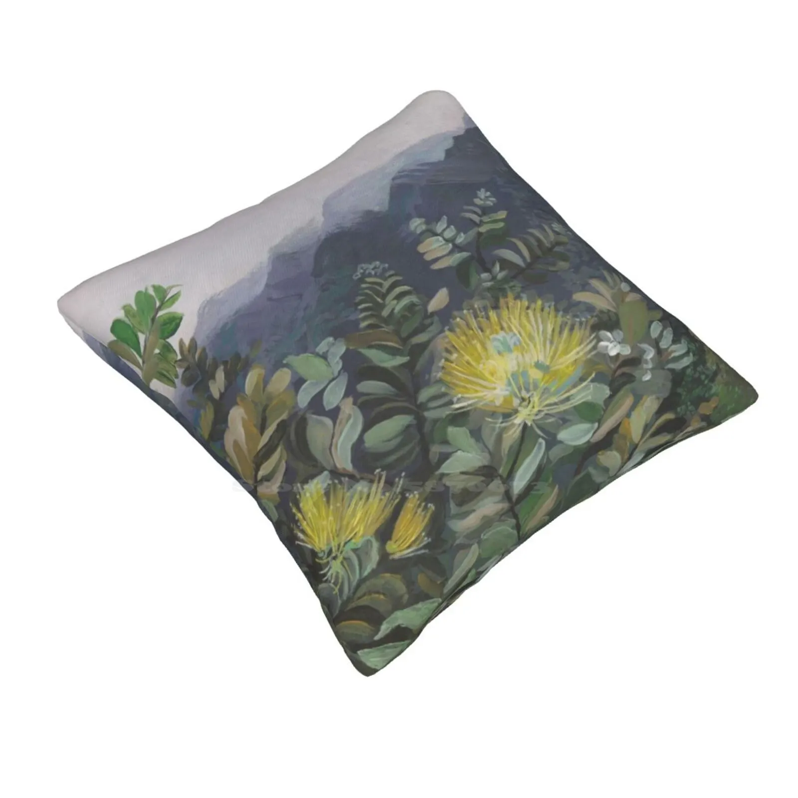 Koolau Ohia Mamo ( Less Saturation ) Fashion Sofa Throw Pillow Cover Pillowcase Tropical Mountains Yellow Flowers Tropical