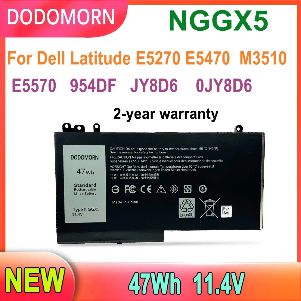 DODOMORN NGGX5 Laptop Battery For Dell Latitude E5270 E5470 M3510 E5570 Replace Parts 954DF JY8D6 0JY8D6 47Wh 2-year warranty