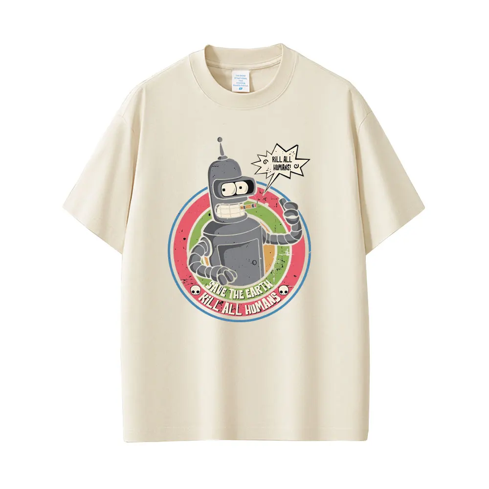 

Funny Save The Planet Kill All Humans Robot T-Shirt Men Women Fashion Casual Streetwear Men's Cotton Vintage Oversized T-shirts