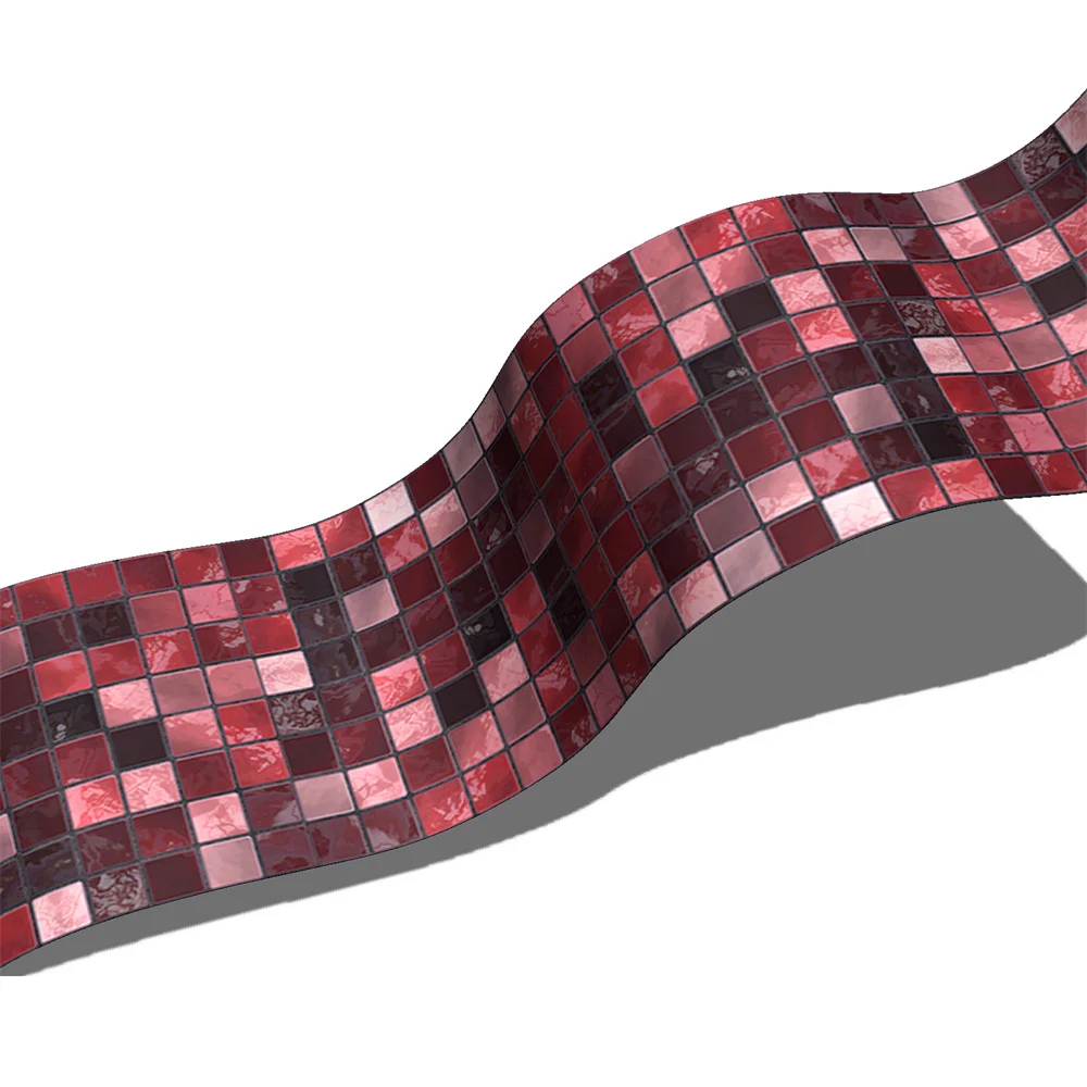 Red Mosaic Bathroom Waterproof Waistline Wall Stickers Self Adhesive Baseboard Border Tile Wall Stickers Modern Wallpaper Border