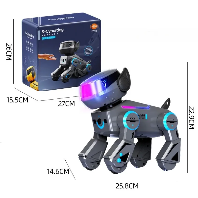 รีโมทคอนโทรลอัจฉริยะของเล่นสุนัขหุ่นยนต์บลูทูธเพลงเต้นรำของเล่นสุนัขอิเล็กทรอนิกส์พร้อมไฟ LED ของขวัญวันเกิดเด็กแบบชาร์จไฟได้