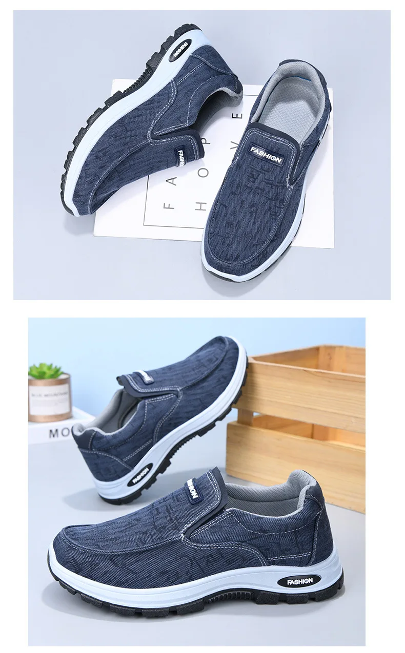 Herren-Schuhe aus Stoff, zum Hineinschlüpfen, atmungsaktive Canvas-Slipper, mit dicker, rutschfester Sohle, bequeme Freizeitschuhe für den täglichen Gebrauch, für Arbeit und Outdoor-Aktivitäten. – Detail 9
