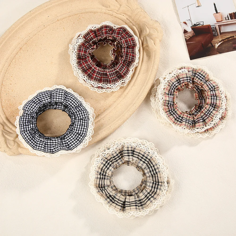 2/5 Yards Gingham Lace Trim - 3.2cm Vintage Ruffled Ribbon for DIY Clothing, Sewing & Doll Clothes