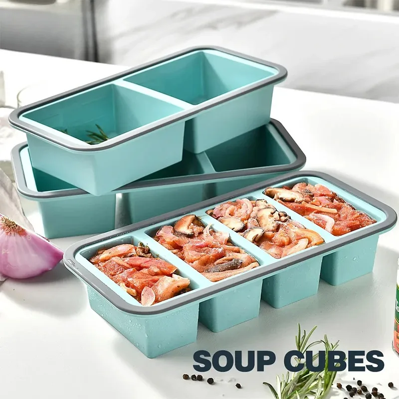 Portable Mould For Making Silica Gel Ice Cubes 2/3/4 Plaid Food Storage Box Household Lunch Box Food Freezing Box Storage Box