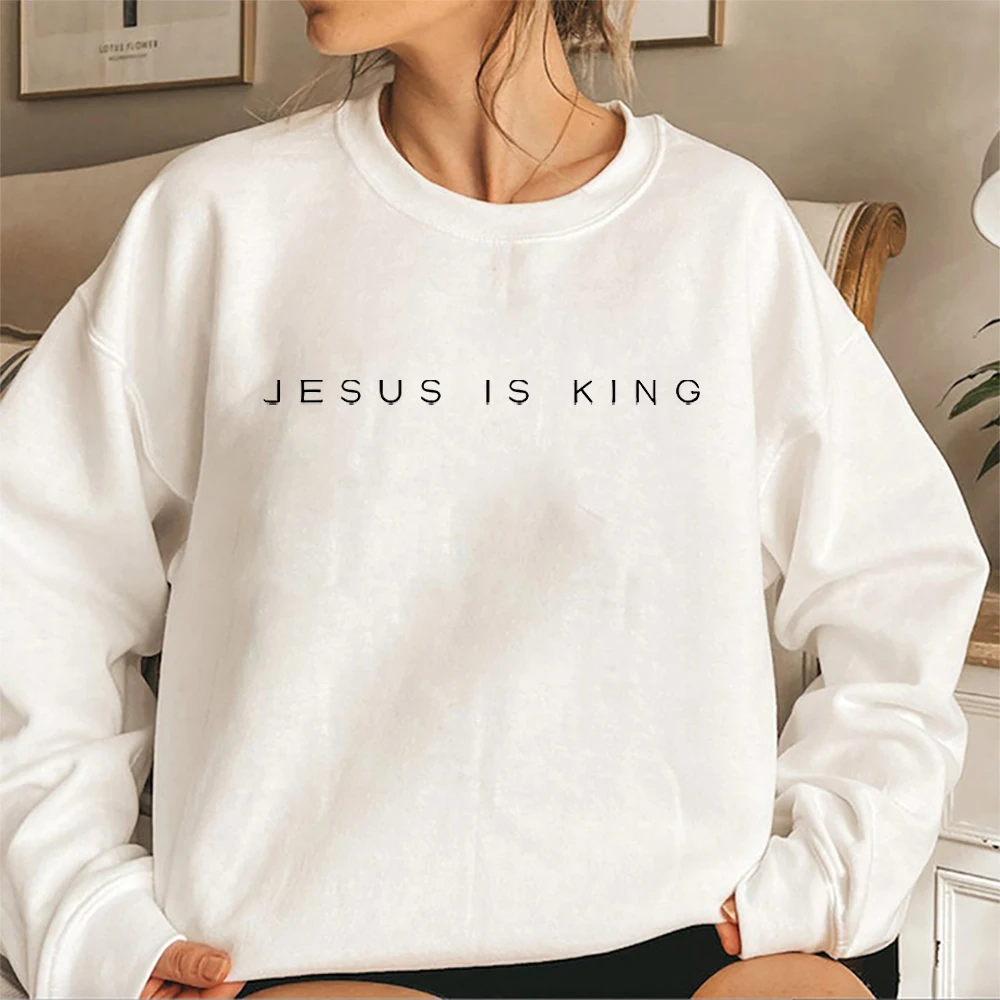 Jesus ist König Sweatshirt Jesus Shirt Christian Apparel Christian Pullover Christian Streetwear Langarm Sweatshirts