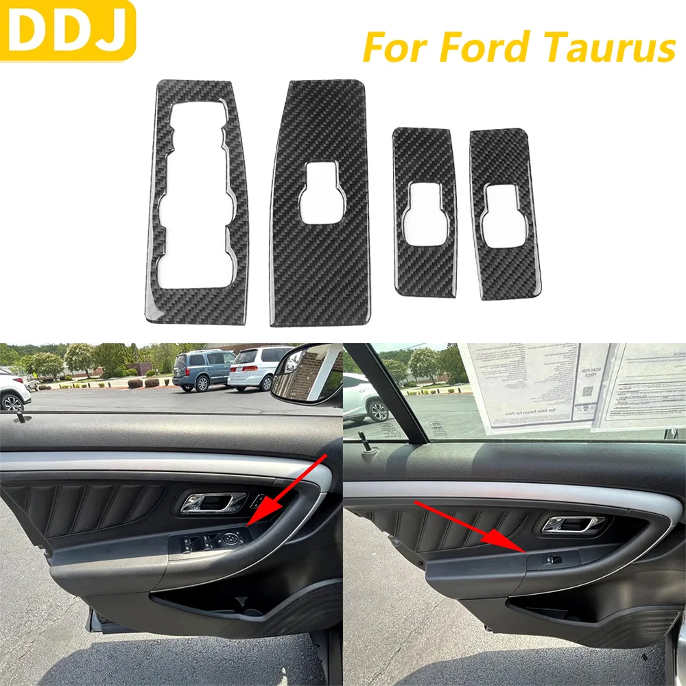 

For Ford Taurus 2013-2019 Carbon Fiber Door Window Lift Switch Control Panel Decorative Cover Car Accessories Interior Sticker