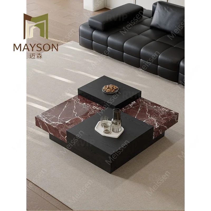 Italian minimalist marble coffee table light luxury living room art drawer storage large flat villa home