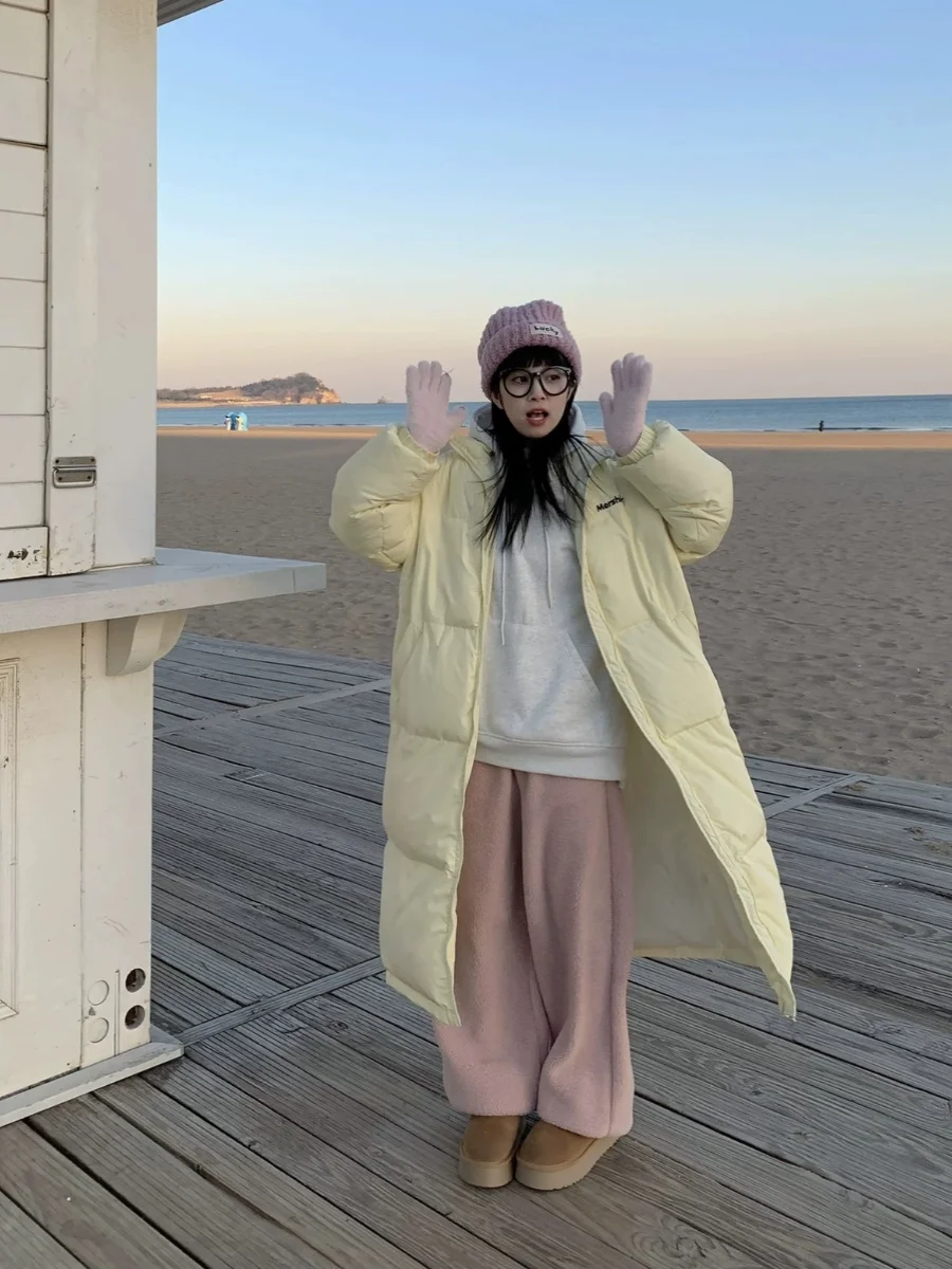 

Tagkita Women's down Jaet Large Quilted Du down Mid-Length College Sle White Du Feather Bread Coat Thi Winter Coat