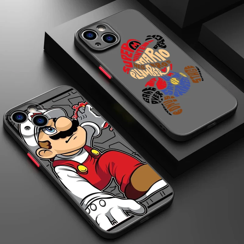 M-Marios Popular Cartoon Art Frosted Translucent For Apple iPhone 16 15 14 13 12 11 XS XR X Pro Max Plus Mini TPU Phone Case