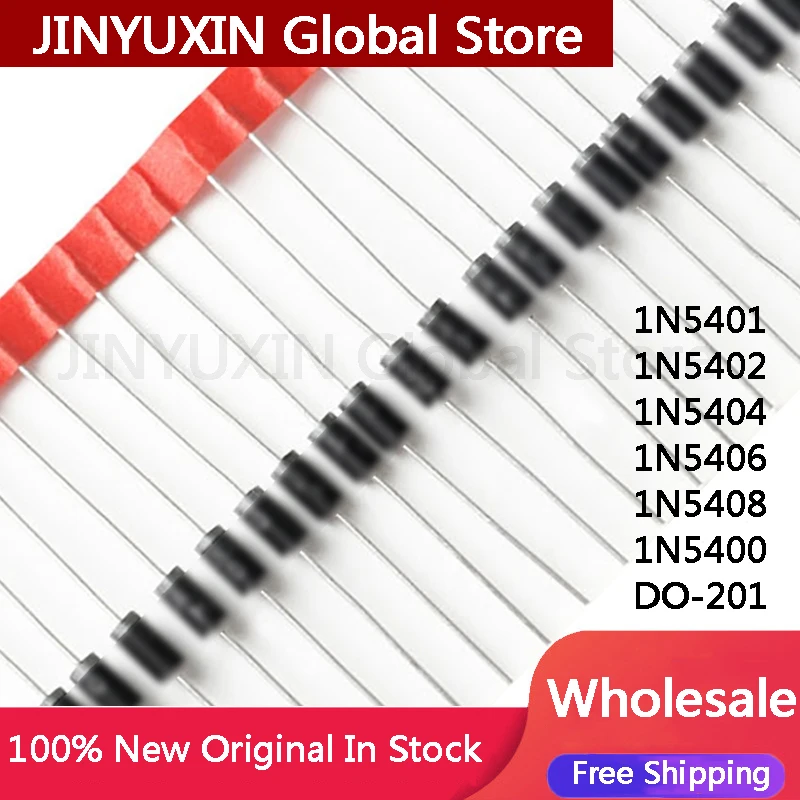 100PCS 1N5400 1N5401 1N5402 1N5404 1N5406 1N5408 inline DO-201 diode IC Chip Wholesale