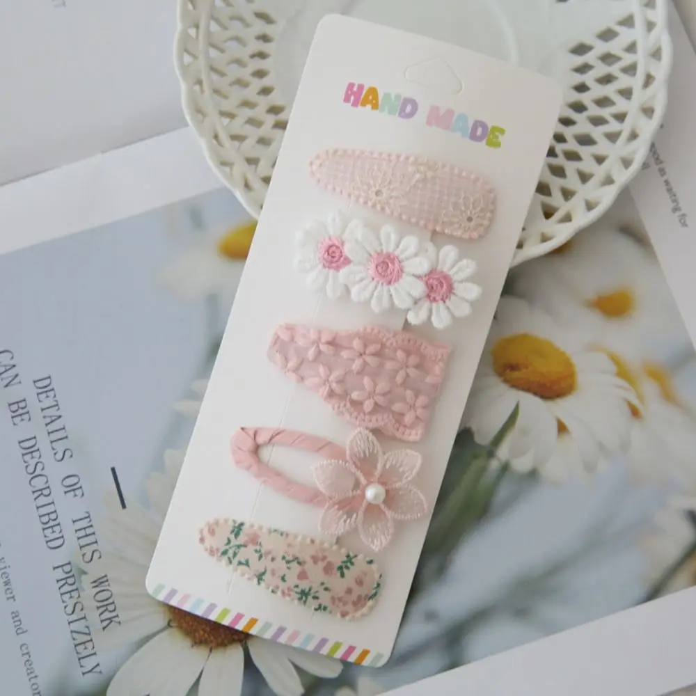 5 قطع أزياء لطيف جميل مقاطع الشعر اعتصامات نمط القطن الفتيات BB مقاطع المشابك إكسسوارات الشعر