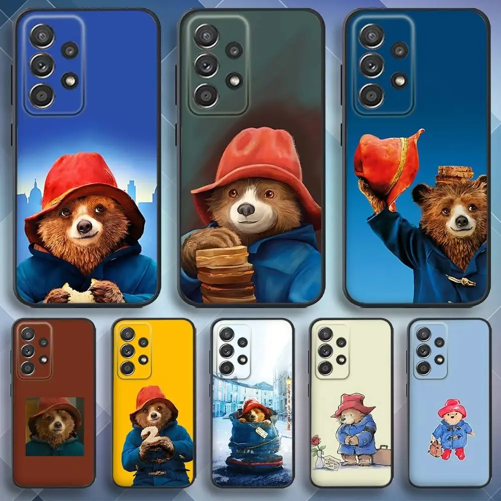 

P-PaddingtonS Bear Cute Phone Case For Samsung S 25,24,23,22,30,21,10,9,Ultra,Plus,Lite,FE,4,5 G Soft Black Case