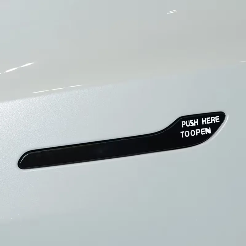 4 Pieces/Set Push Here to Open Car Door Handle Reminder Vinyl Car Stickers, Hidden Pop-Up Door Handle Text Reminder Stickers, Scratch-Resistant, Uv-Resistant, Waterproof Car Exterior Modification Accessories, Motorcycle Stickers, Bumper Stickers