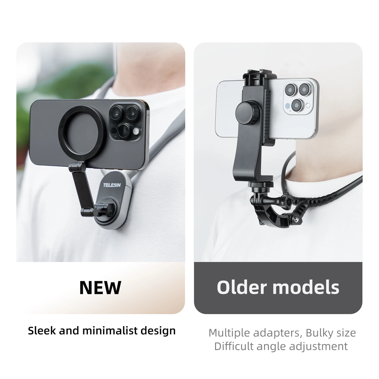 Supporto Magnetico Da Collo Yopeissn In Silicone E Metallo, Regolabile, Per Action Camera E Smartphone, Sgancio Rapido, Angolazioni Multiple