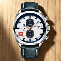 Relojes CURREN con cronógrafo a la moda para hombre, reloj de cuarzo de cuero de lujo para negocios, reloj de pulsera deportivo militar para hombre, reloj Masculino