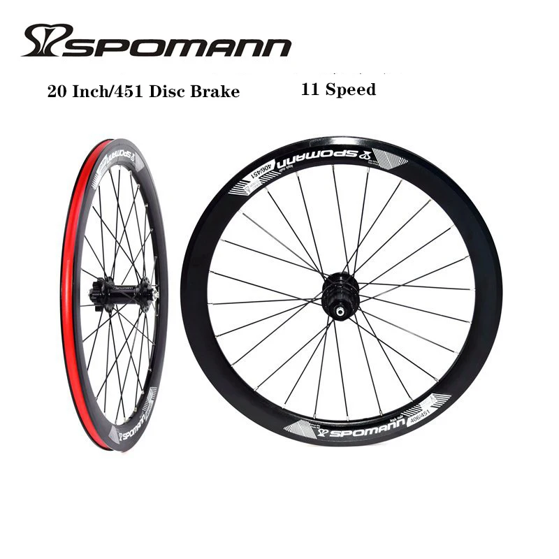 

New SPOMANN 20 inch 451 40mm Folding Bike Alloy Disc V Brake Bicycle Wheelset Folded 20er Clincher Rims 100/135mm Free shipping