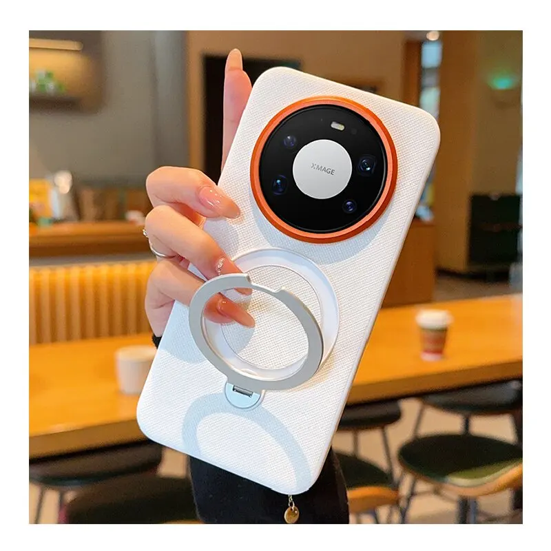 

Magnetic Support Skin-like Leather Hardware Lens Heat Dissipation Phone Case For Huawei Mate 60 70 Pro 80 Pro Max Cover