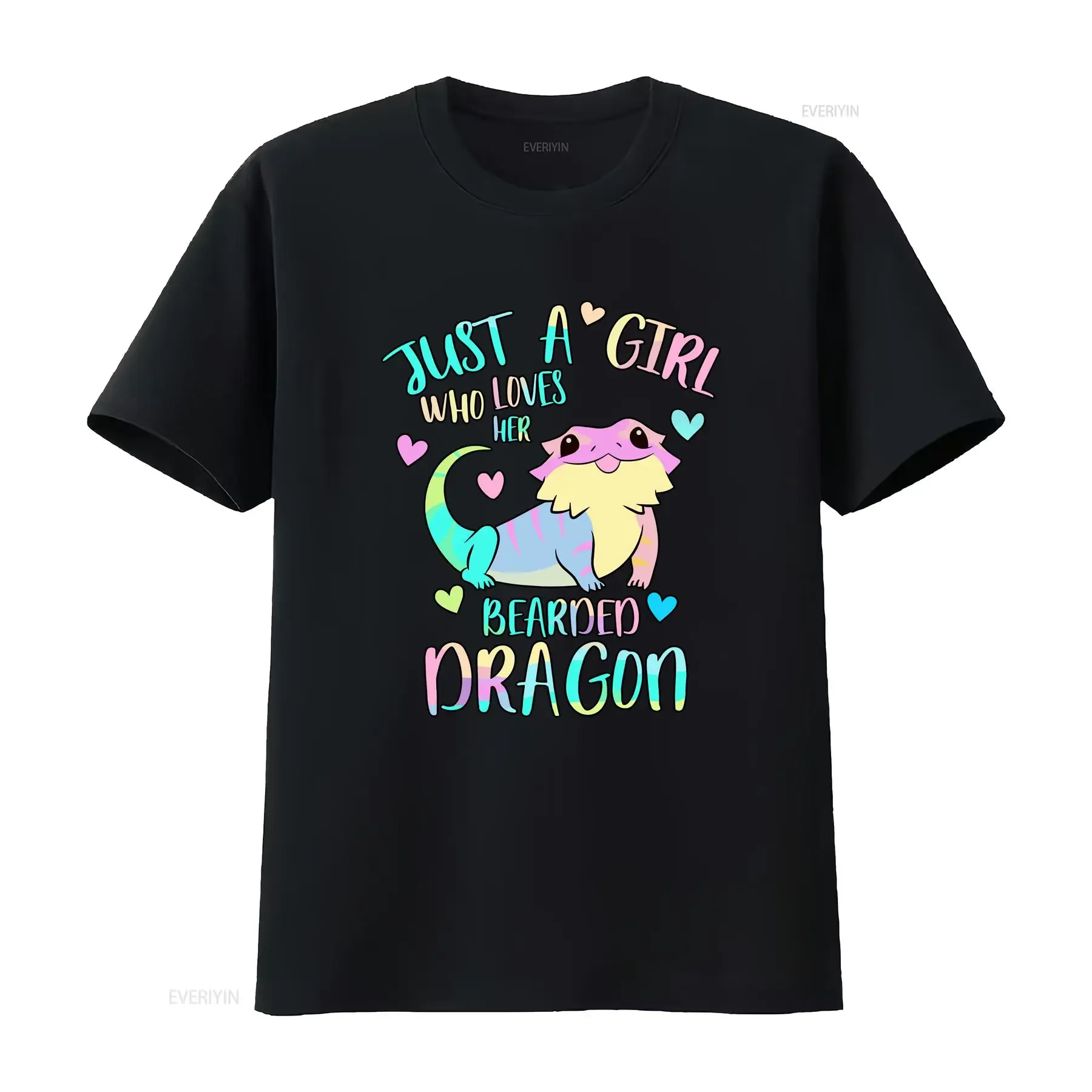 Just a Girl Who Loves Her Bearded Dragons Lizard Reptile T Shirt  vintage Washed Breathable graphic Top For Everyday Wear homme