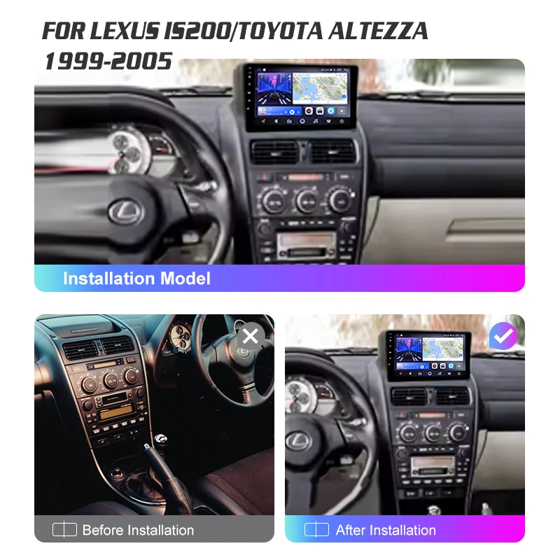 For LEXUS IS200/TOYOTA Altezza 1999-2005 Car DVD Frame Fascia Adapter Stereo Radio Audio Dash Head Navigation Harness Panel Kit