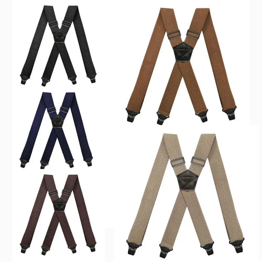 Vintage Braces Suspenders X Back 4 Clips 3.8cm Wide Elastic Braces Wedding Party Adjustable Trouser Straps Belt Men Women
