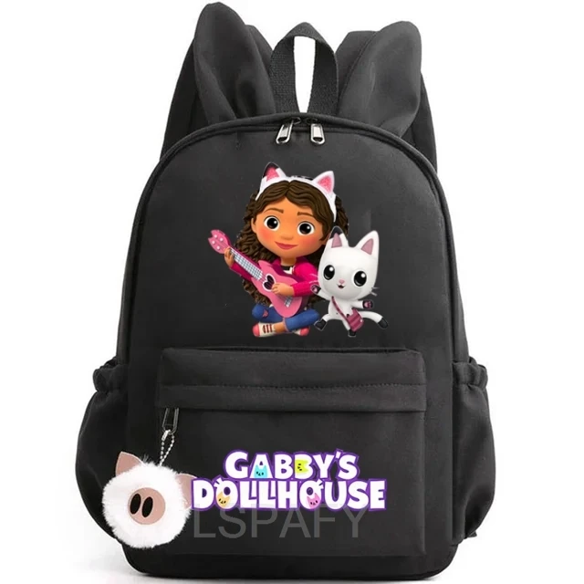 Mochila de casa de muñecas Gabby para niña, niño, estudiante, adolescente, mochilas escolares informales, mochilas de viaje con Orejas de conejo