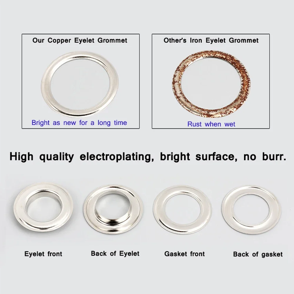 2000Sets/pack Brass Eyelet Grommet Round Rings for DIY Leather Craft Bags Bolsas Shoes Clothing Belt Hat Tarp Accessories