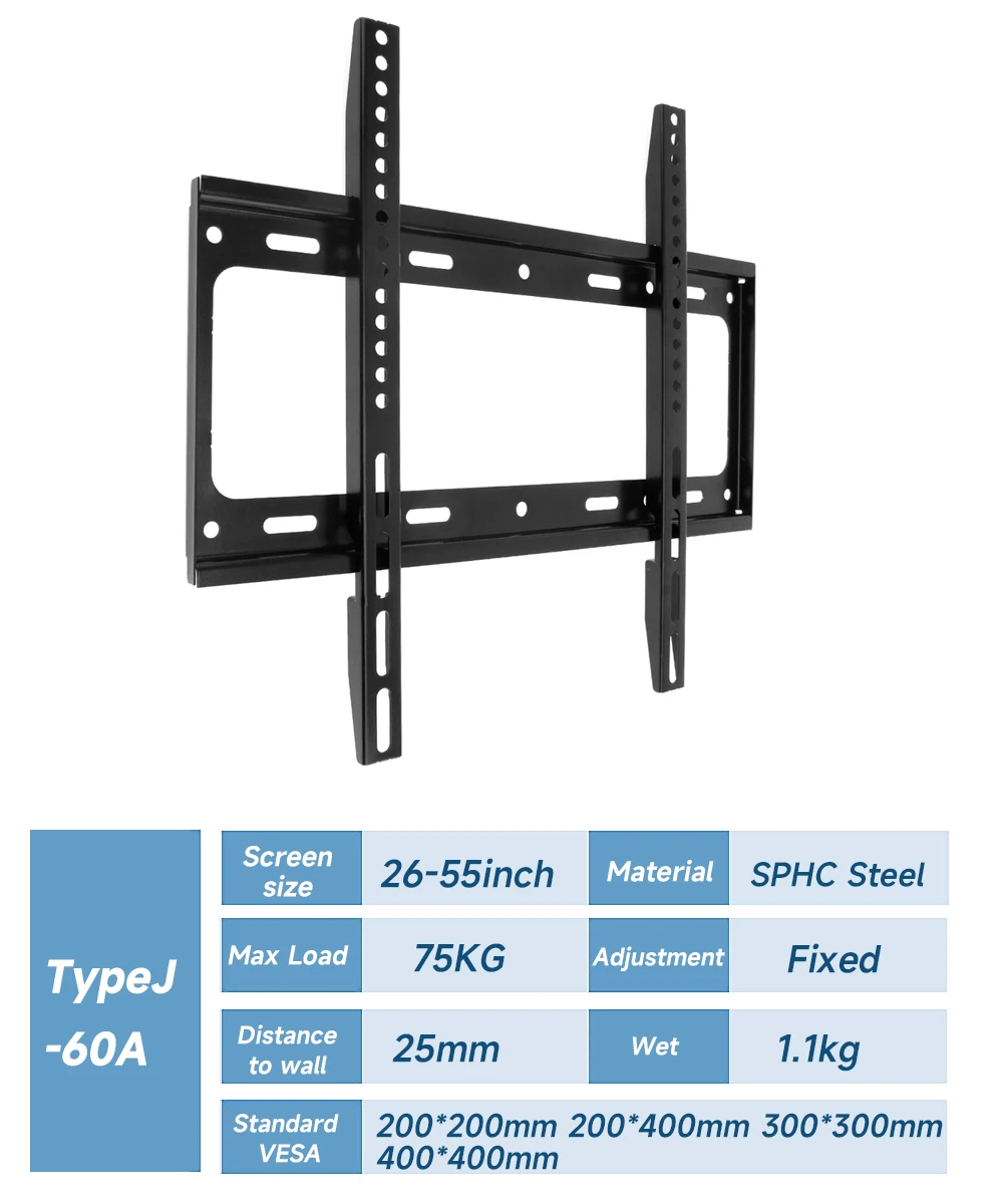 Suporte de parede do monitor de montagem de TV universal, suporte de tela do PC, suporte fixo para TV LCD LED, 14-43, 14-42, 26-55, 26-65\