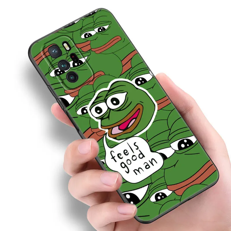 Coque de téléphone en silicone noir Sad Frog P-Pepe, Xiaomi Redmi Note 9 10 11 11S 11T 12 13 Pro 5G Plus 9S 10S 12S