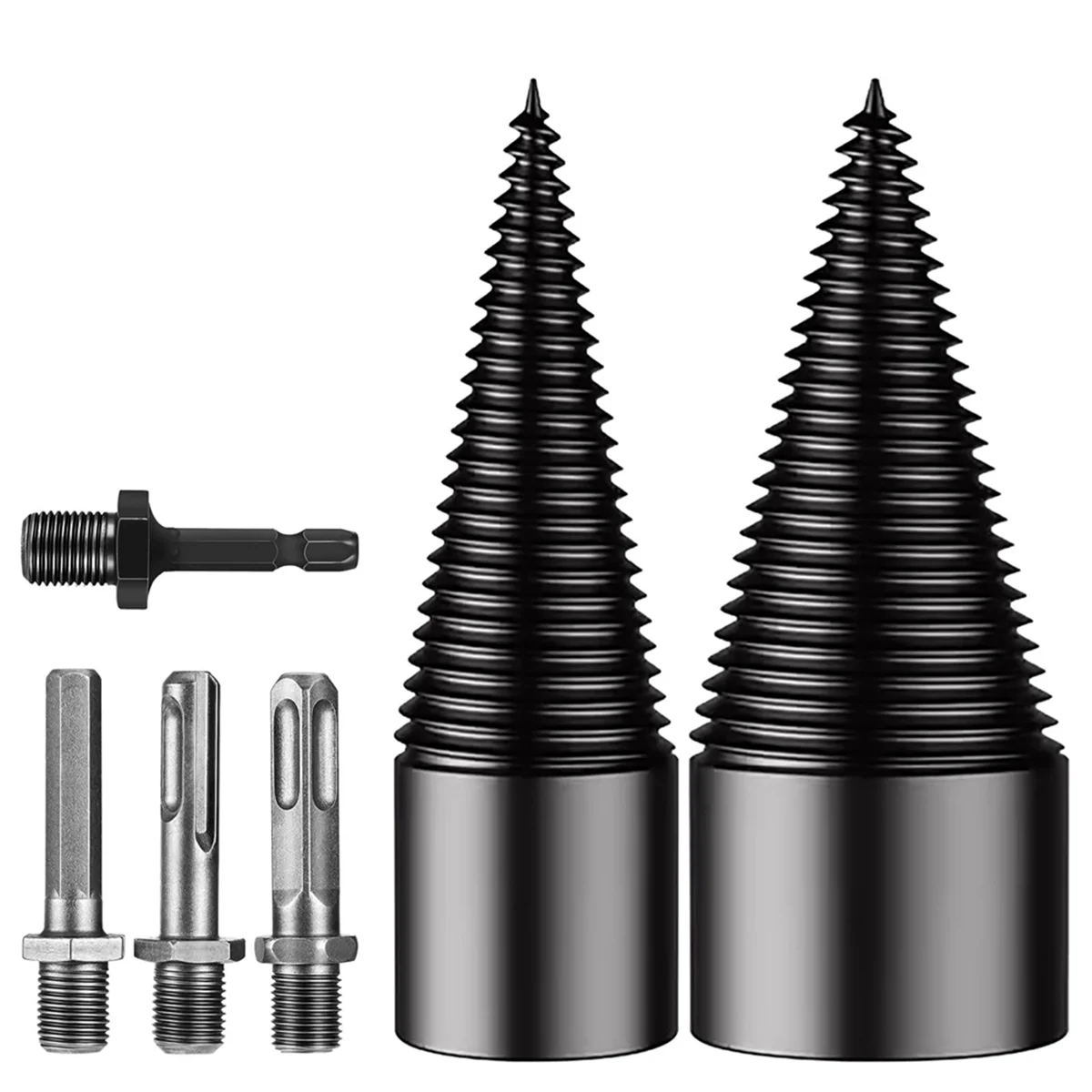 

AA89 Firewood Log Splitter 42mm+32mm,Wood Splitting Logs Bits Firewood Detachable Drill Bit Black Steel Hex Shank Screw Cone