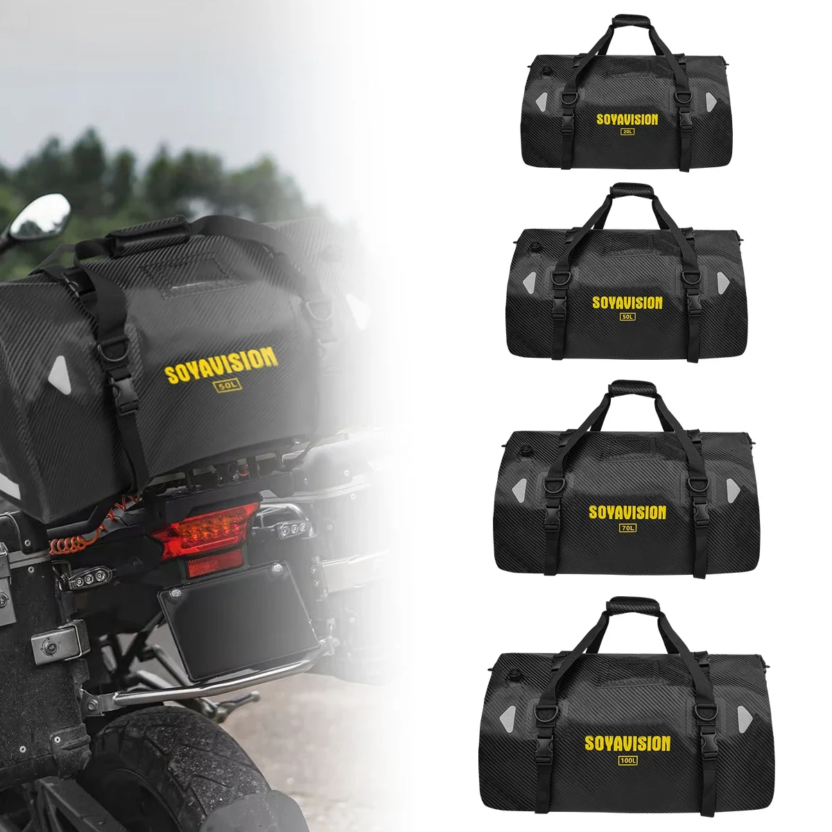 

20L 50L 70L 100L Motorcycle Waterproof Tail Bag Travel Outdoor Dry Luggage Roll Pack Bag Motorcycle Seat Bag