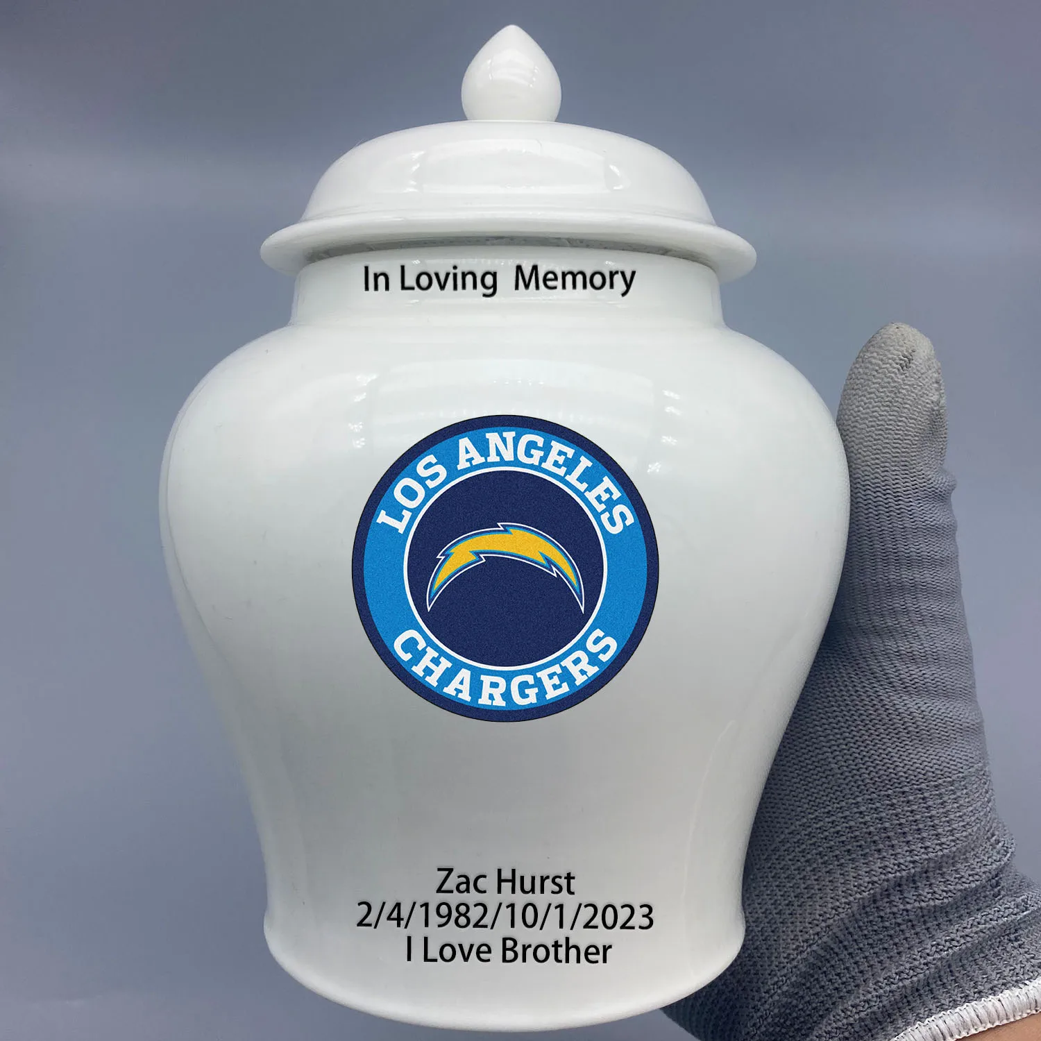 

Medium Urn for Los Angeles Chargers-themed Logo Custom Urn.Send me the name/date you want to appear on the urn by Remark Message