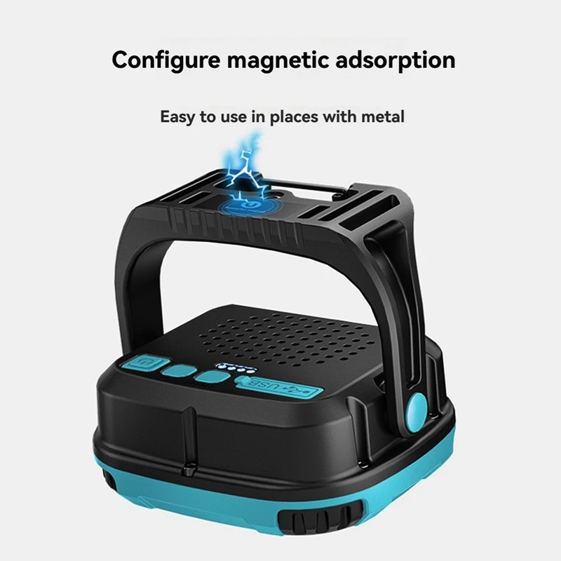 Portable LED Spotlight Lantern Strong Light Flashlight Outdoor Camping Fishing Emergency Rechargeable Magnetic Worklamp