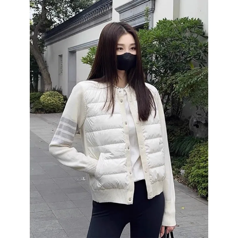 Women\'s Knitted Cotton Jacket Autumn/Winter New Collection Splicing Vest Fashion Lightweight Small Cotton Jacket Coat