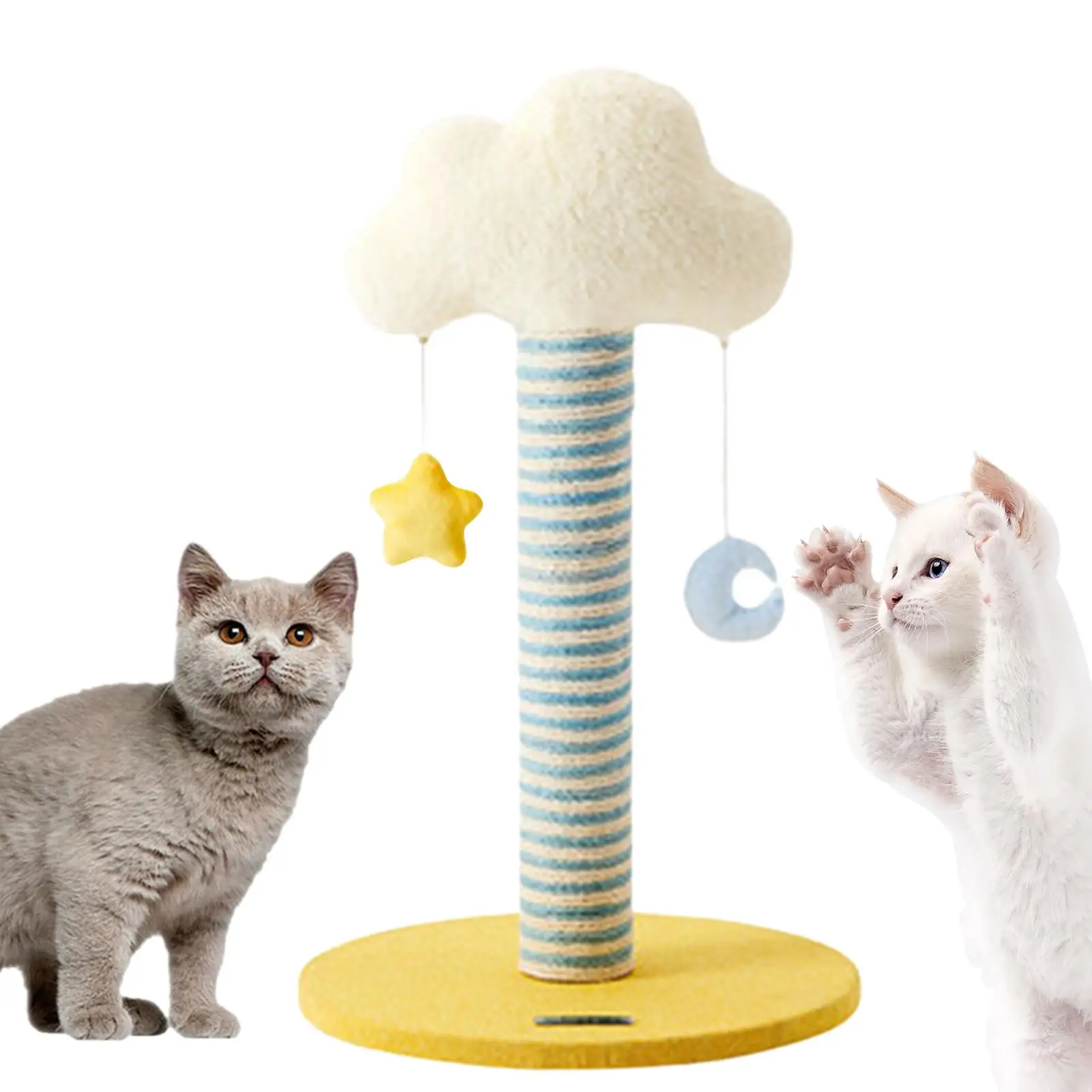 Cat Climbing Tree Relax Sleep Scratch Post with Moon Stars Play Ball Toys Cat Climbing Tower for Kitty Kittens Activity Center