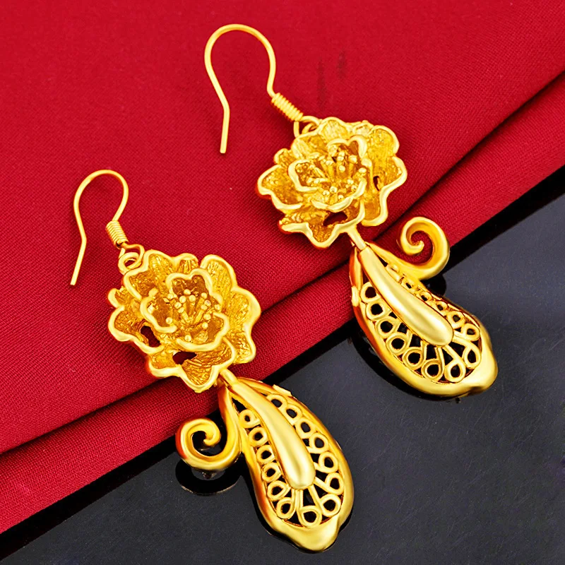 

Женские свадебные серьги с цветочным принтом AU999 из 24-каратного золота | Магнитные съемные бутоны с надписями, интимные для свадебных ночей