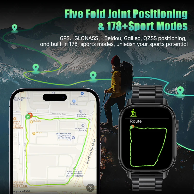 LIGE Nuovo Localizzatore GPS Astuto Della Vigilanza Degli Uomini Bussola Militare Sport All'aria Aperta Orologi Fitness 2.01 ''Schermo HD Impermeabile Donne Smartwatch