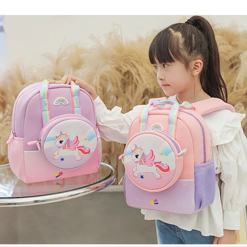 New Cute Cartoon Unicorn Bow Rabbit Fashion Children School Bags Kindergarten Lightweight Girls Princess Backpacks for Students