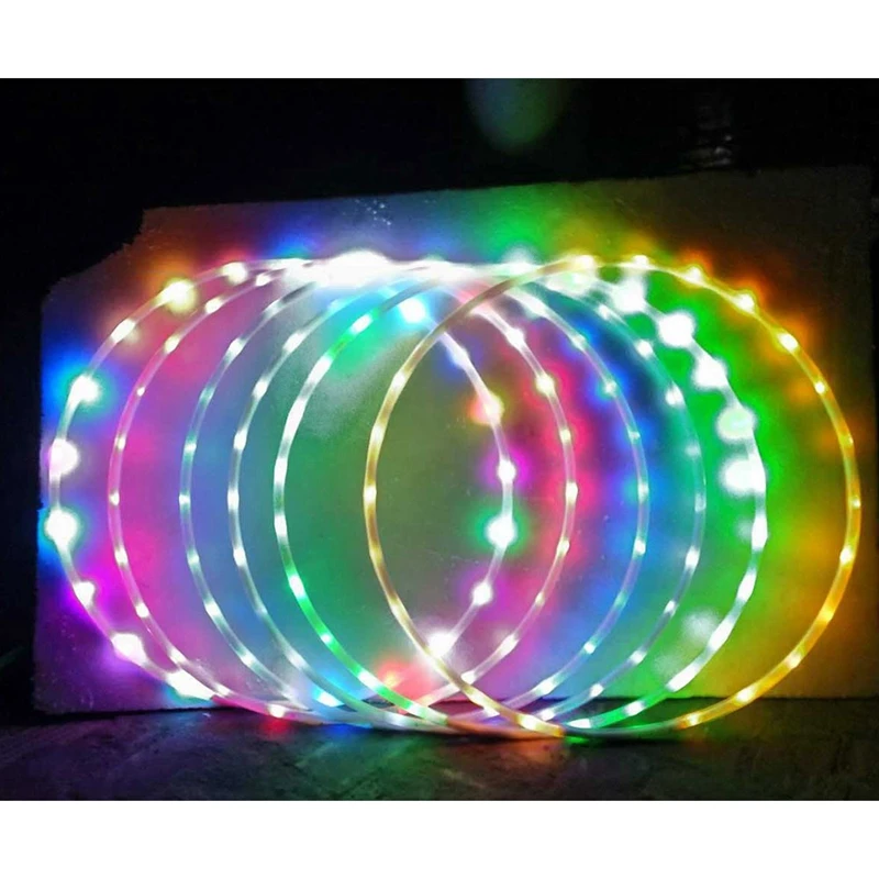 LED Hoop kolor Strobing i zmiana Hoop Light Up LED taneczne obręcze dla dzieci i dorośli sprzęt do ćwiczeń z światło jarzeniowe