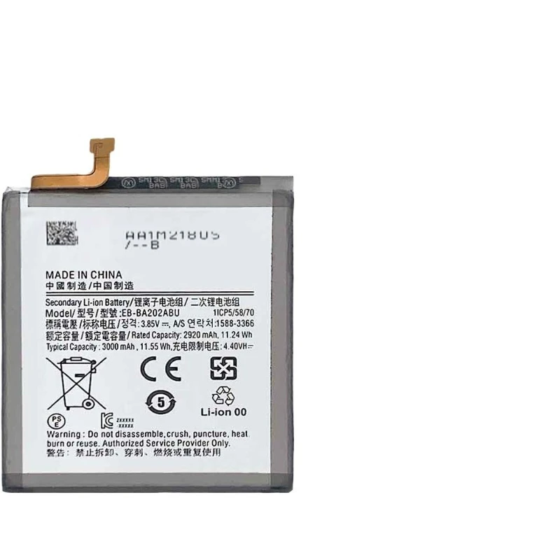 삼성 갤럭시 A20E/A202/A10E/A102용 EB-BA202ABU 3000mAh 3.8V 휴대폰 배터리
