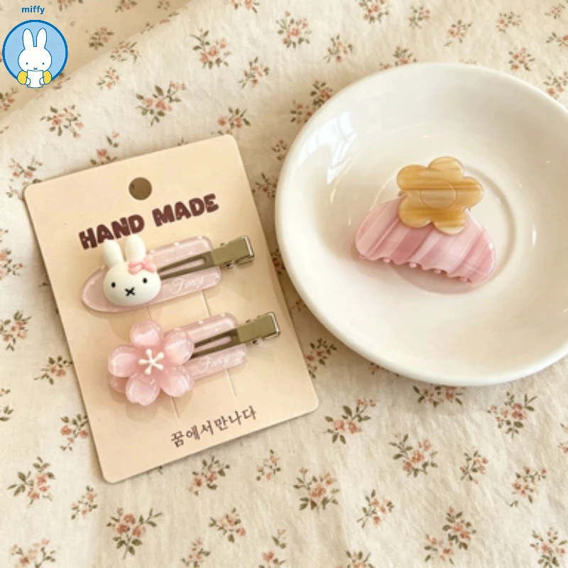 Kawaii Miffy's Sweet and Colorful Flower Girl Medium-sized Comb Half-up Princess Hairstyle Shark Beak Clip Hair Accessory - zdjęcie 1
