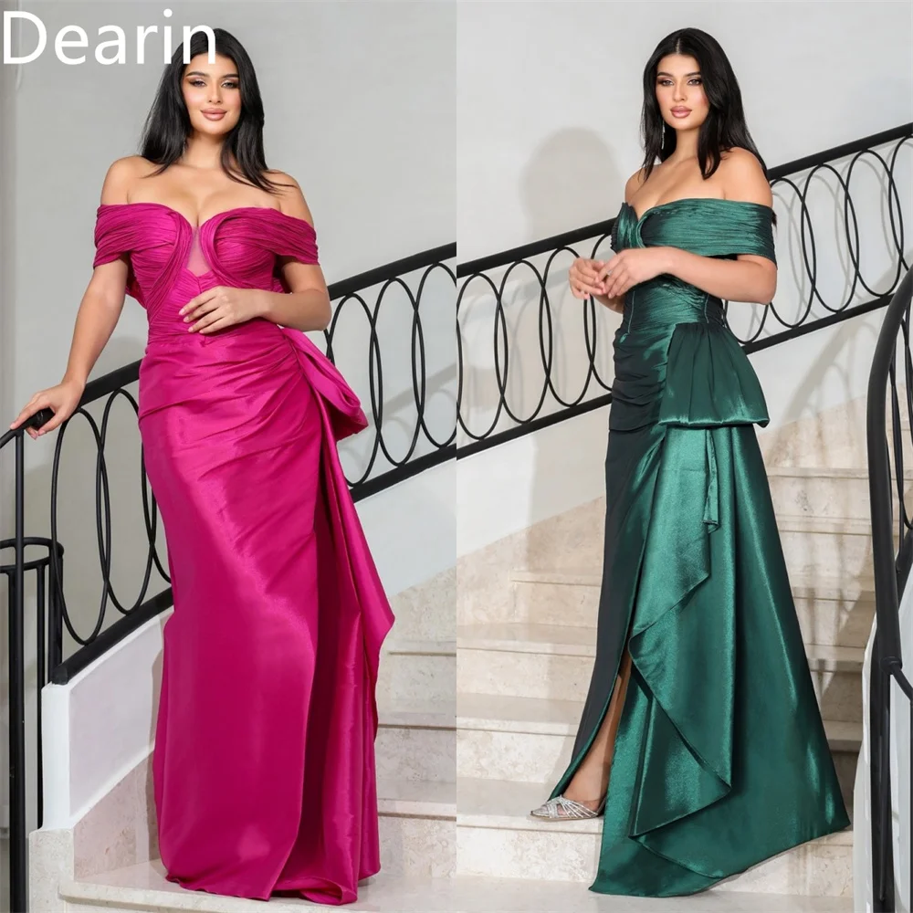 

Customized Saudi Arabia Dearin Off-the-shoulder A-line Floor Length Skirts Layered Draped Shirred Ruffle Bespoke Occasion Dresse