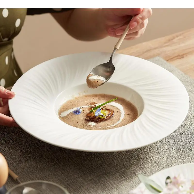 

Ceramic Straw Hat Plate Fruit Salad Plates Soup Basins Restaurant Round Solid Color Tableware Cooking Dish Snack Dessert Dishes