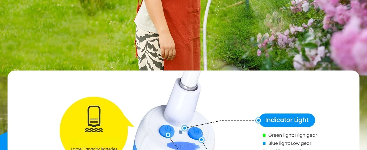 Verbesserte tragbare Campingdusche, wiederaufladbare Dusche, Outdoor-Campingdusche, Haustierdusche, mehrere Sprühmodi für Camping, Wandern, Wohnmobil. – Detail 2
