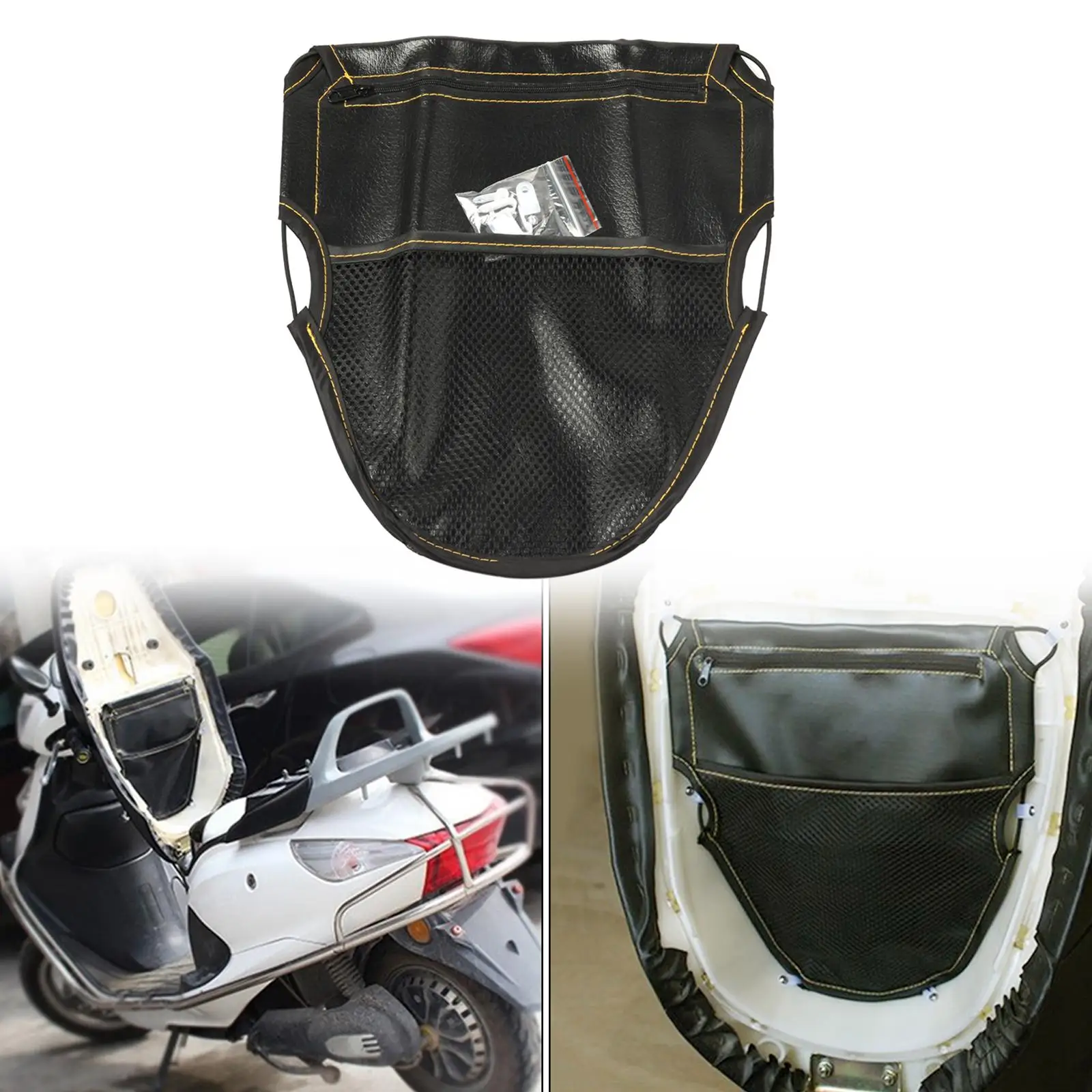 

Black PU Motorcycle Scooter Under Seat Cushion Storage Pouch Bag Premium