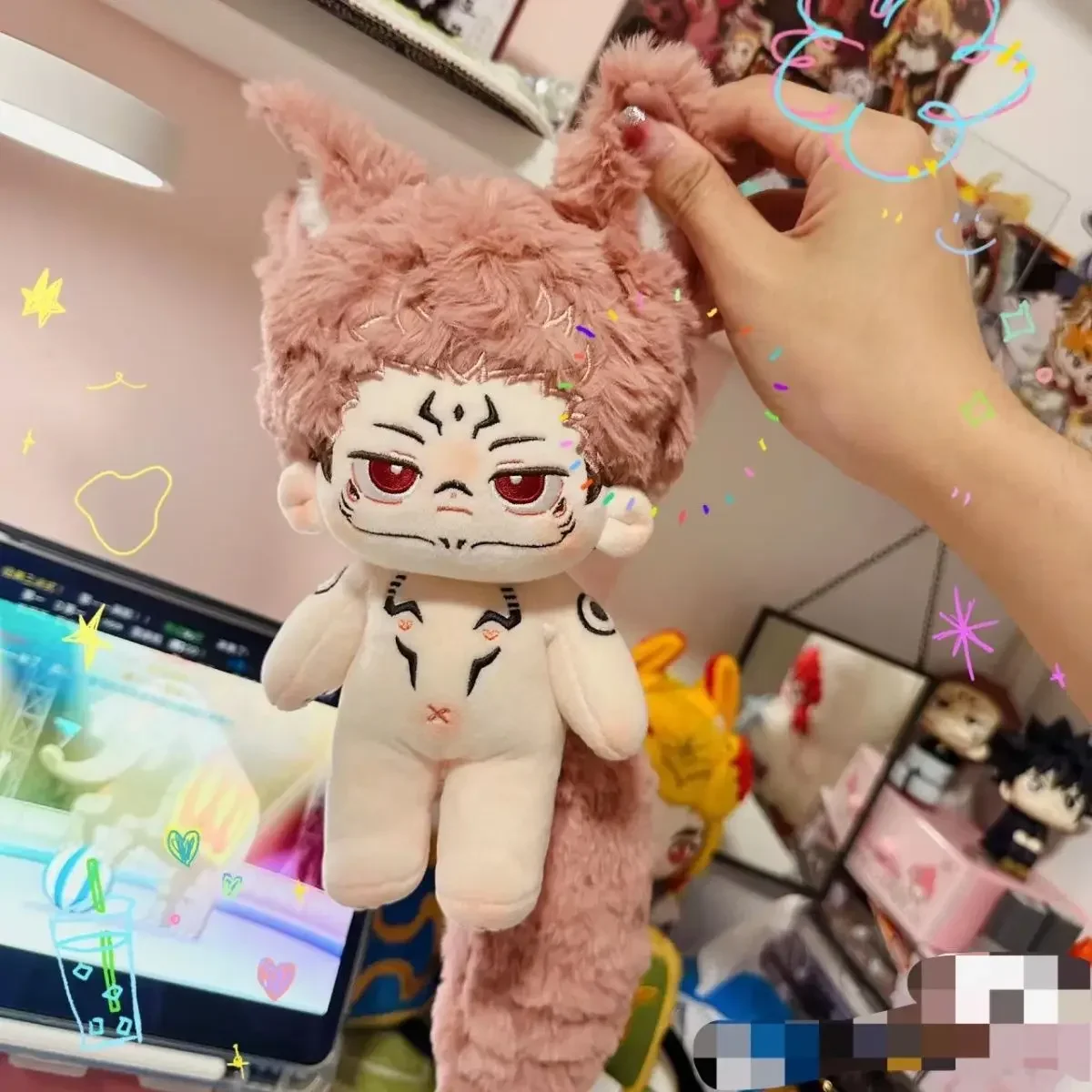 주술 가이센 봉제 인형, 료멘 스쿠나 봉제 인형, 20cm 인형 장난감, 바디 체인지 세트 옷, 코스프레 피규어 선물, 부드러운 박제