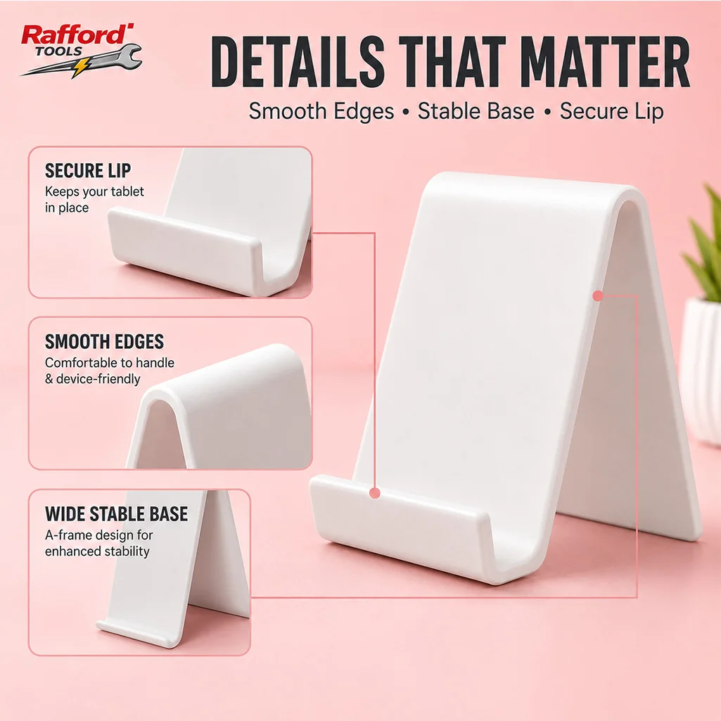 Rafford Tablet Stand for iPad, Stable Anti-Slip Desktop Holder for Large Tablets, Hands-Free Stand for Office & Movies