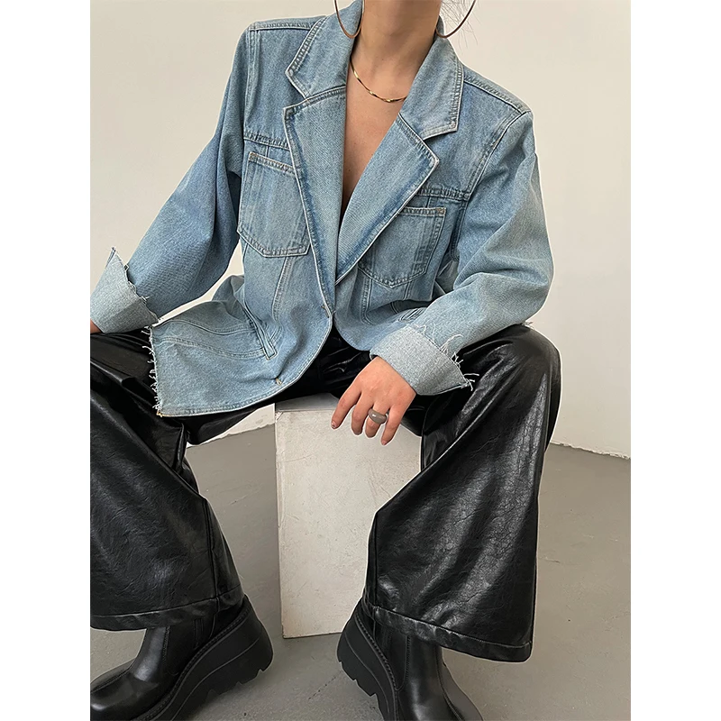 

Джинсовые пальто унисекс женские весенние во французском стиле с длинными рукавами и кружевом реглан с вышивкой романтический клетчатый субкультурный стильный шик